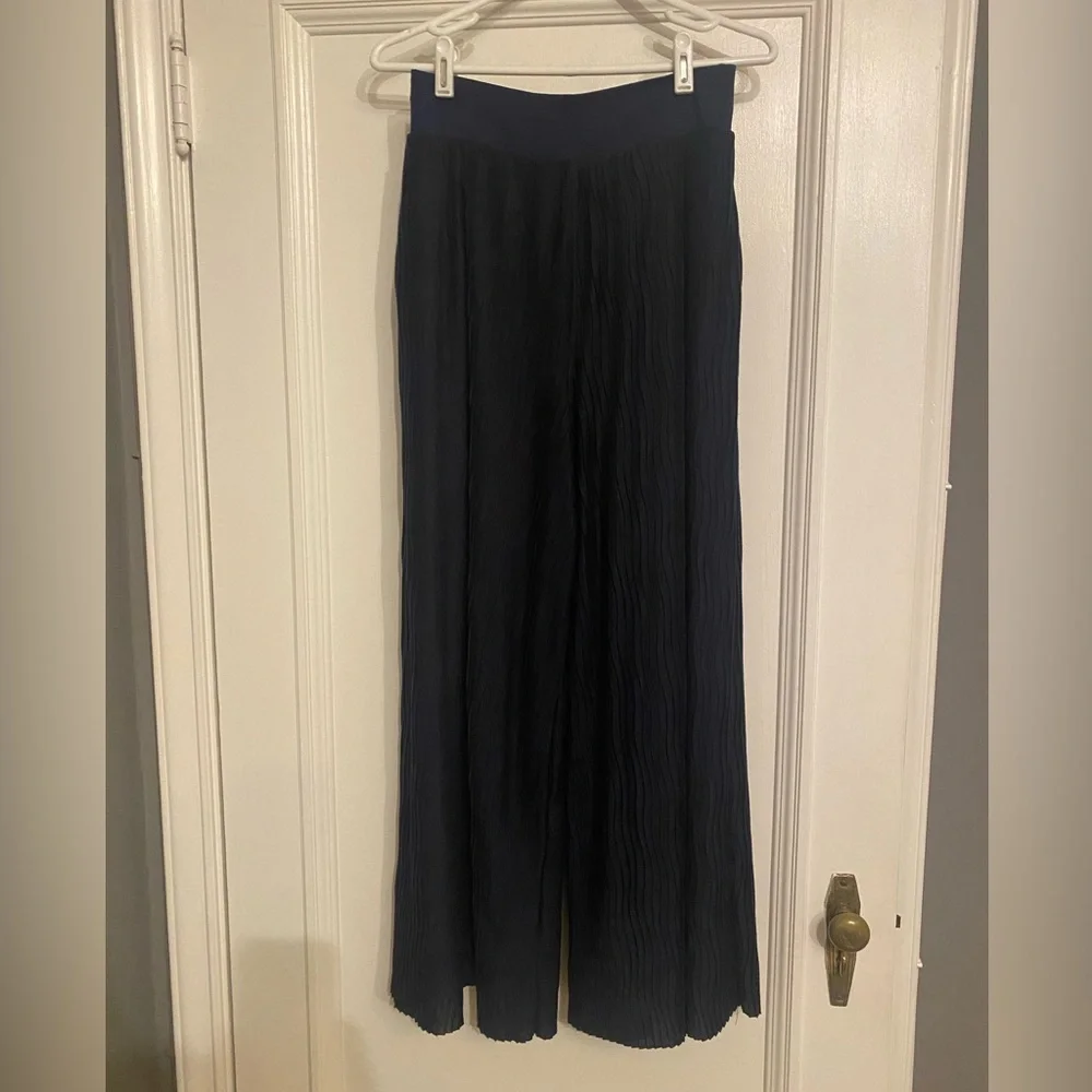 Anthropologie navy plisse wide leg pant. - Picture 5 of 7